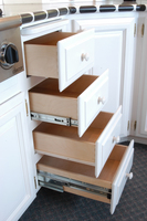 Thumb misc  traditional style  painted   white   bank of drawers with different guides  bread board   4 edge